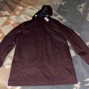 Ted baker hooded Mac size 5 dark red shower resistant jacket